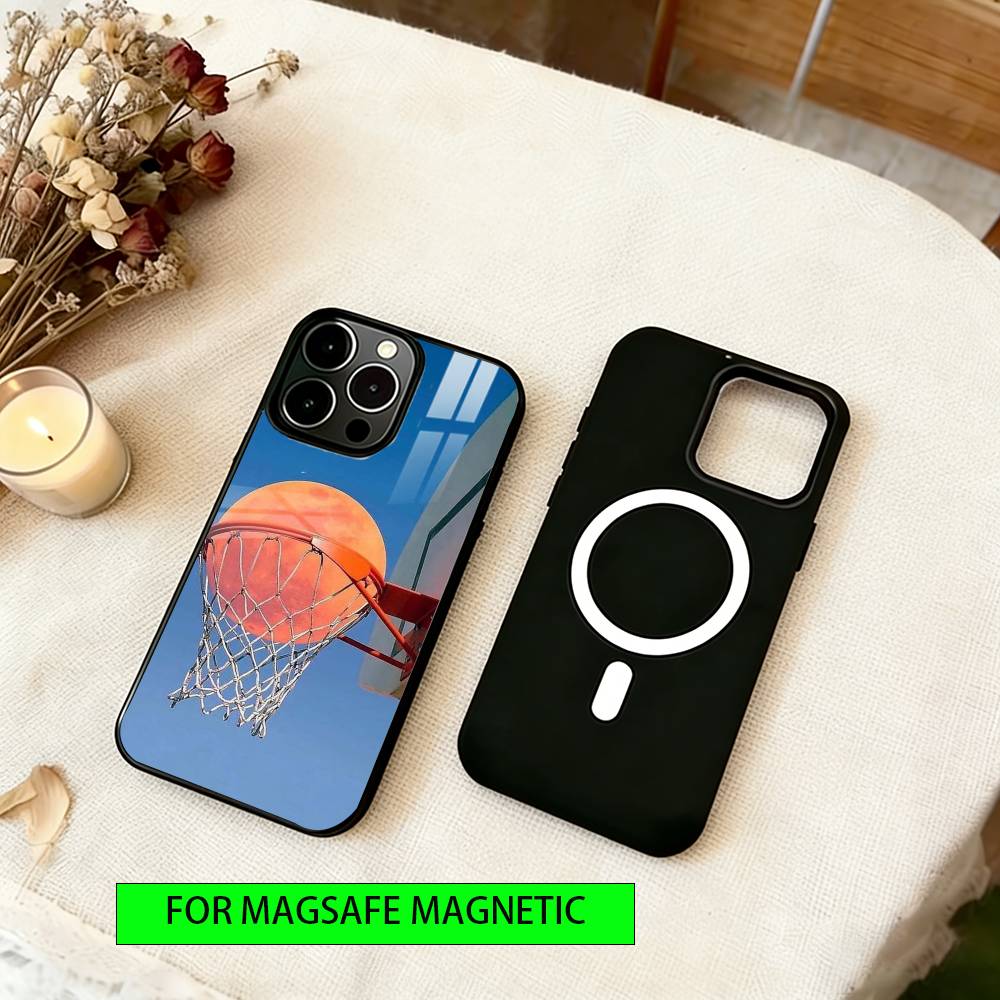 Sunset Basketball Phone Case For iPhone17,16,15,14,13,12,11 Plus,Pro Magnetic For Magsafe Wireless Charging iPhone12ProMax