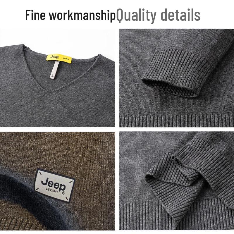 Jeep Men's Loose Fit V-Neck Casual Sweater