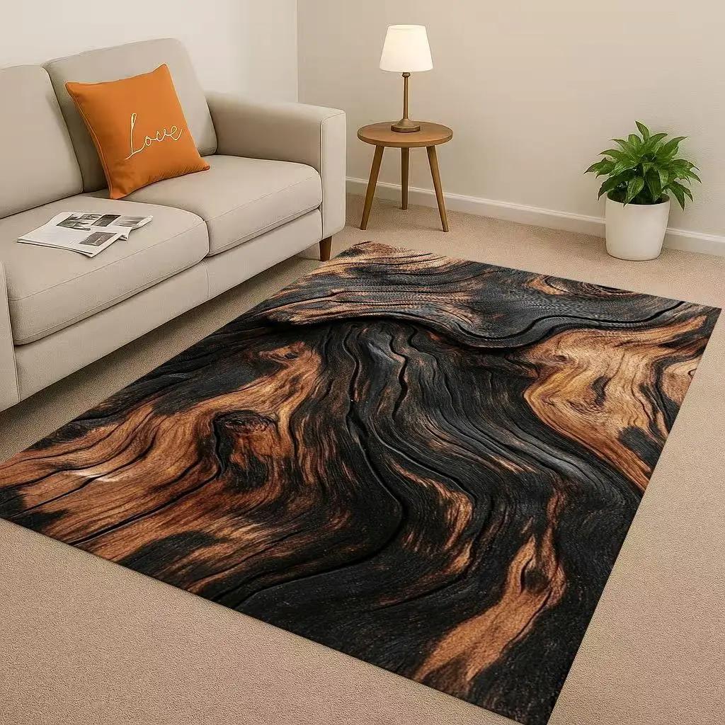 Classic Wood Grain Tree Growth Ring Brown Gray Living Room Non-Slip Area Rug Carpet For Bedroom Playroom Sofa,Home Decor Doormat