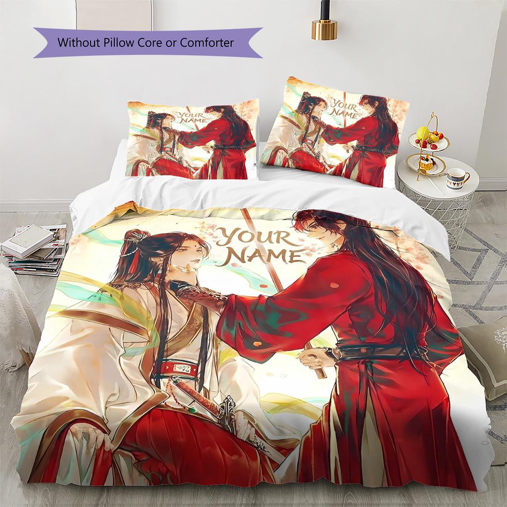 Cherry Blossom Romance Custom Name Pattern Bedding Quilt Set Quilt Cover Pillowcase Home Birthday Gift(1 * duvet cover + 2 * pillowcase, without core)