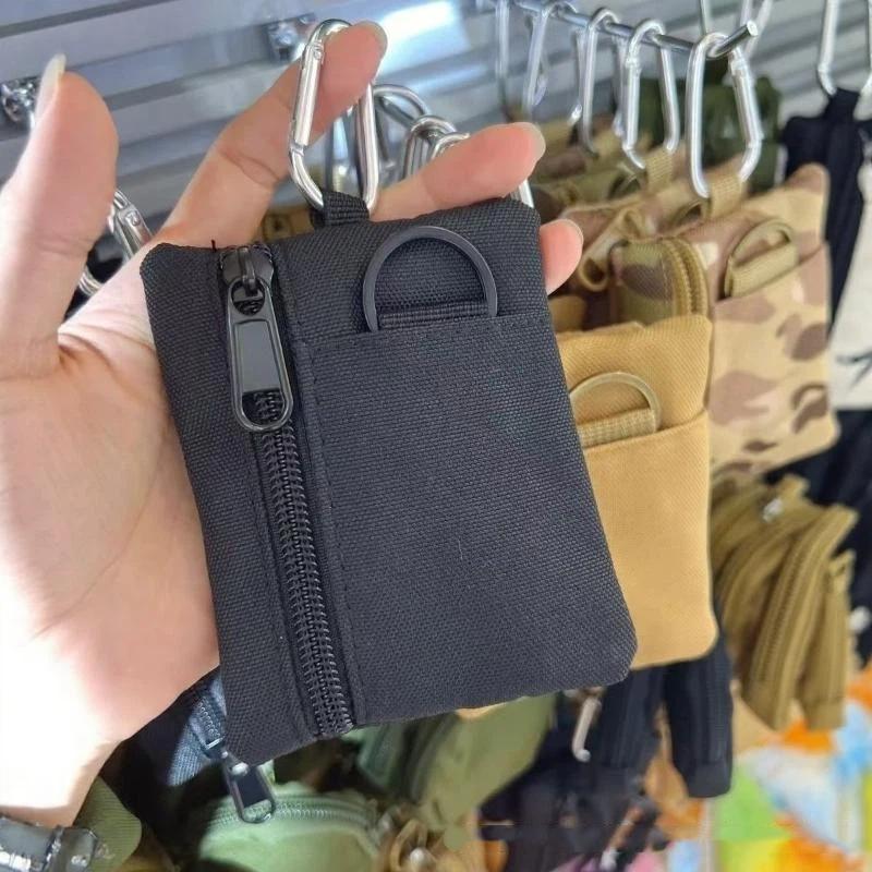 Wasserdichte Leichte Oxford Mini Taktische Tasche Karabiner Reißverschluss Schlüsselhalter Münz-Kartenbeutel Outdoor Wandern Herren Geldbörse