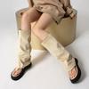 Plus Size Frosted Suede Material Flat Bottom Clip Toe Cover For Women's Summer Midsole Boots Breathable Lining Peep Toe Boots