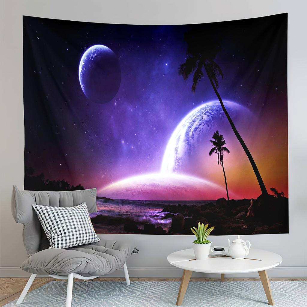 Galaxy Tapestry Mysterious Planet Tapestry Psychedelic Outer Space Tapestry Home Living Room Bedroom Dorm Decor Background Cloth