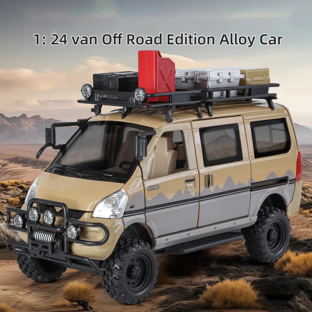 1/24 WuLing VAN Off-Road Vehicle Alloy Muscle Car Model Sound and Light Pull Back Children's Toy Collectibles Birthday Gift
