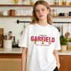 Garfield "I THINK NOT" Funny Expression Print Short Sleeve T-Shirt, American Streetwear Brand Heavyweight Cotton Loose Fit Oversized Couple Top