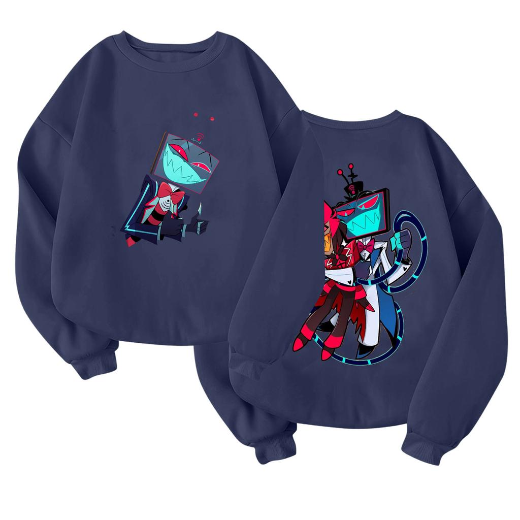 Children's Fashionable Lightweight Long-sleeved Round Neck Pullover With Pockets Printed Pullover