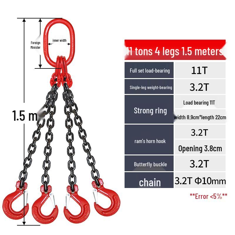 G80 Manganese Steel Chain Sling with Hook and Shackle for Lifting and Overhead Crane Operations