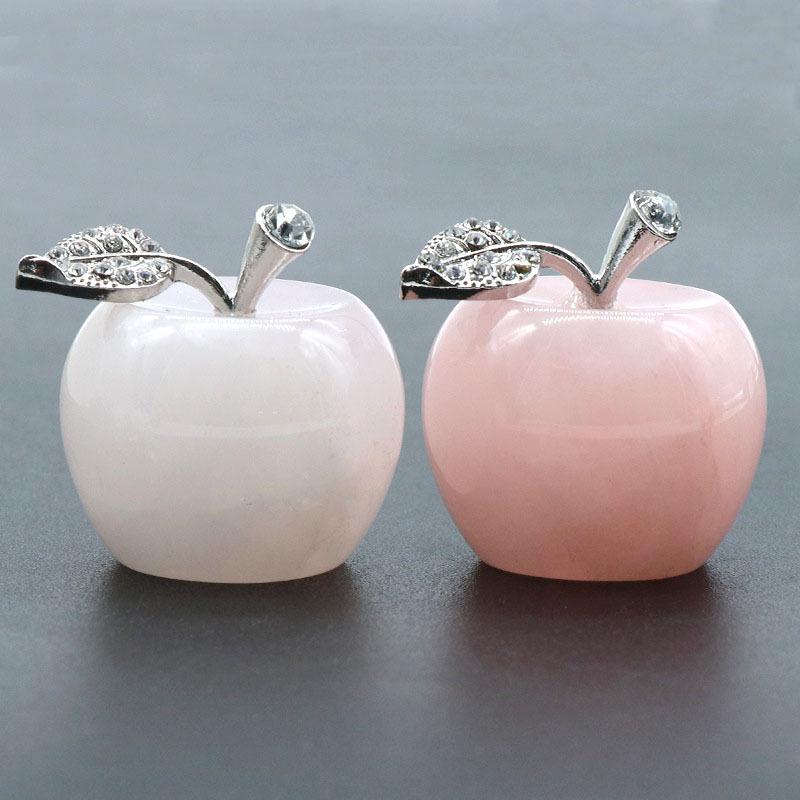 30mm Natural Rose Quartz Crystal Agate Apple Decoration Ornament