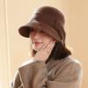 Autumn and Winter Warm Woolen Bucket Hat Female Splicing Retro Bucket Hat Windproof Basin Hat Fit for Outdoor, Casual & Formal Events