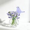 Hand Blown Mini Glass Figurines Collectible Tiny Bee Bird Dragonfly Butterfly Sculpture with Stem for Home Office Birthday Anniversary Gift