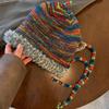 Gemütliche Wintermütze aus Plüsch, Regenbogen-Design, warm, winddicht, perfekte Passform, verdickte Strickmütze für Damen-Accessoires