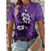 Women's Summer Casual Crewneck 3D Print Dandelion Pattern Breathable O Neck Short Sleeve Oversized T-shirt Summer