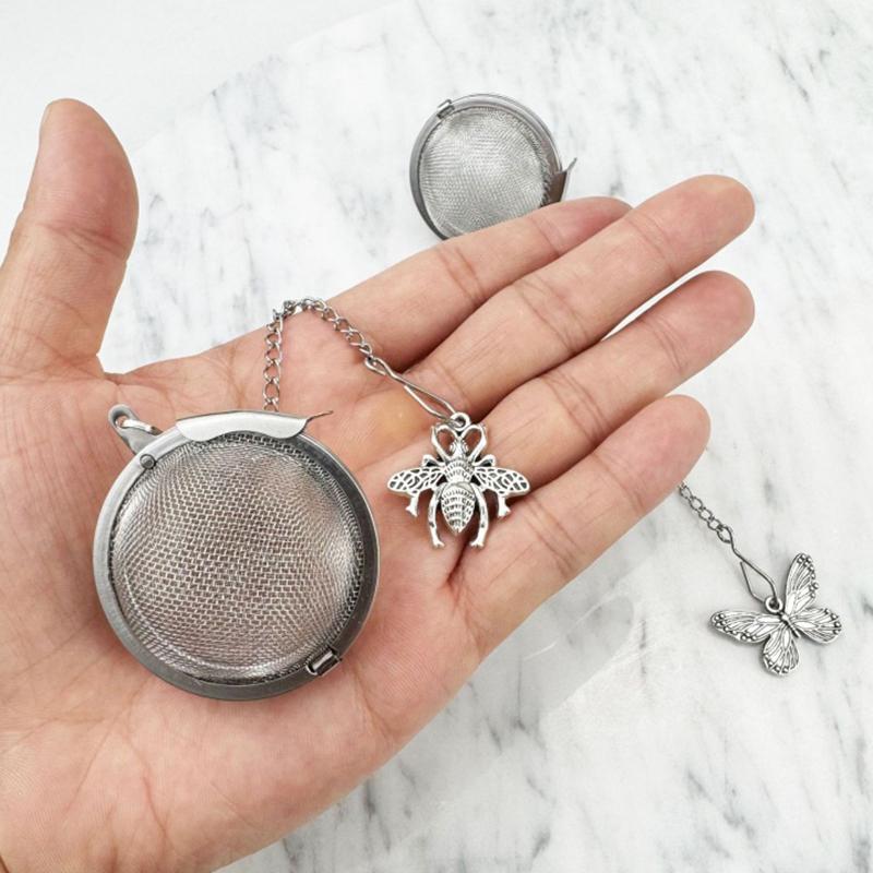 2Pcs New Stainless Steel Tea Infuser Butterfly Bee Chain Tea Filter Creative Mesh Ball Tea Strainer Coffee Herb Spice Diffuser