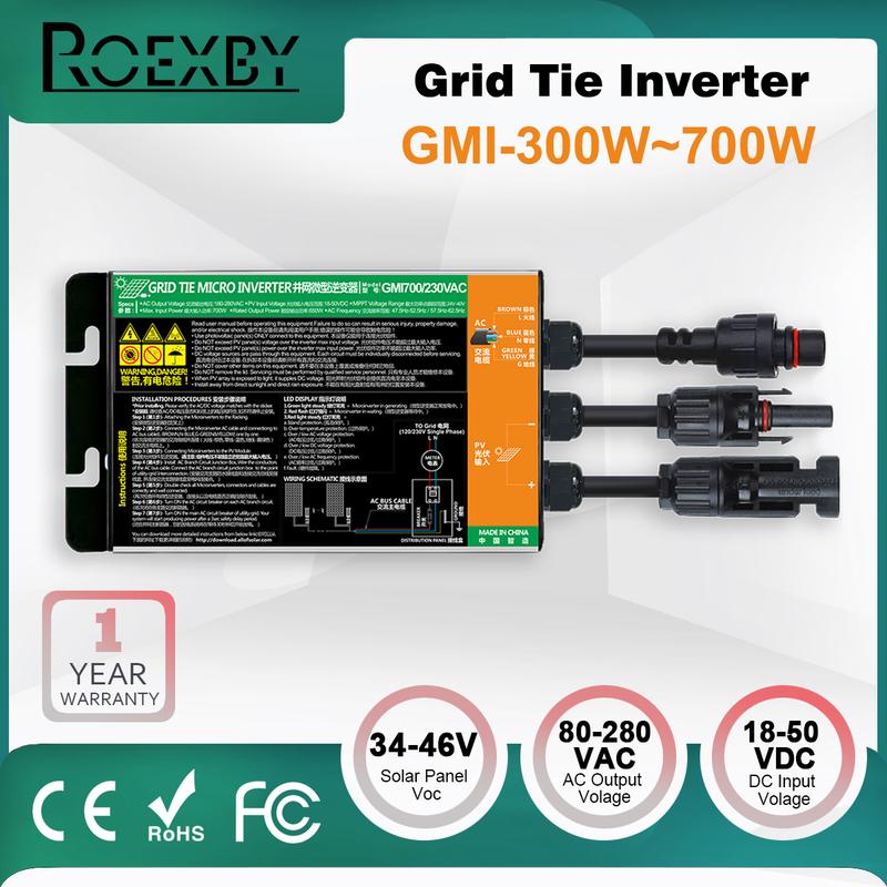 300W 350W 500W 600W 700W Micro Inverter Balcony Solar PV Grid Tie System for Home Use MPPT Input DC18-50V Solar AC110V-240V 18V-50VDC
