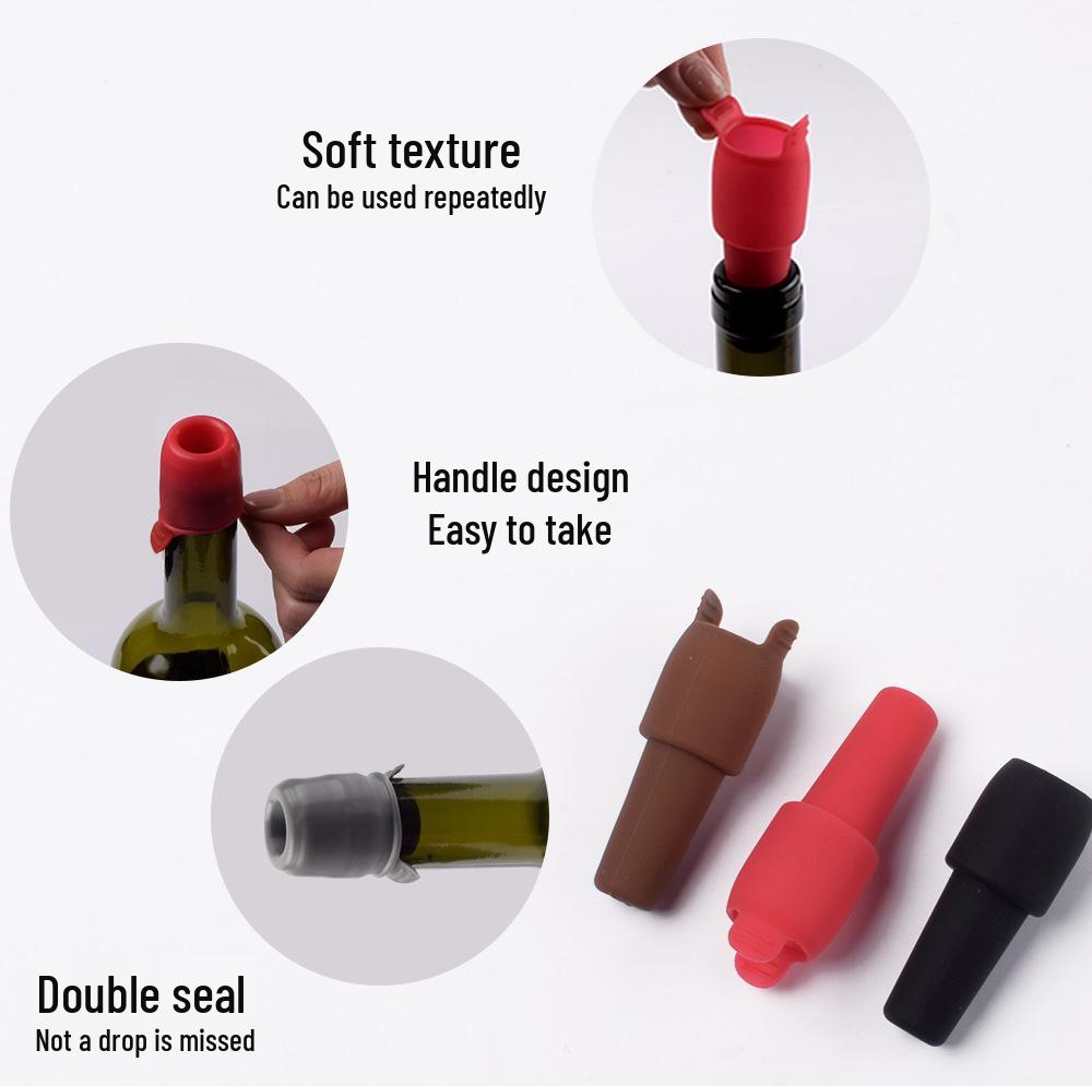 Soft Silicone Wine & Champagne Stopper: Double-Seal, Anti-Drip, with Handle