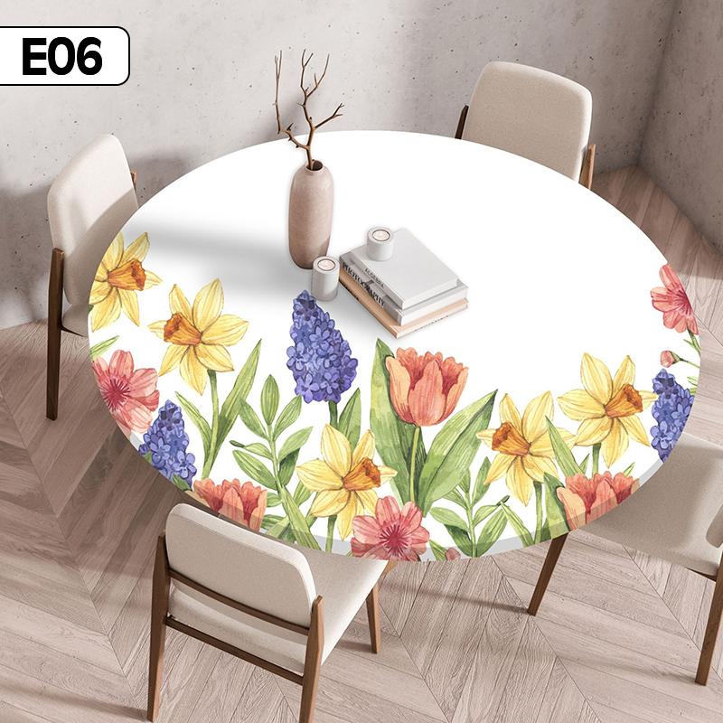 60/90/100/120Cm Round Table Cover Waterproof Oil-Proof Tablecloth Elastic Kitchen Dining Wedding Party Table Cover Home Decor