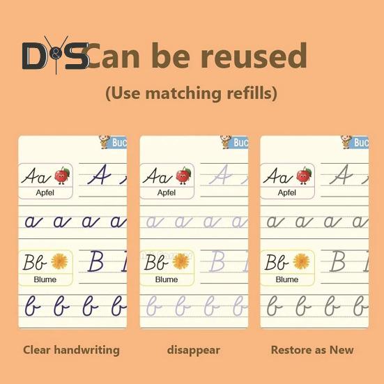 Cvičný sešit pro psaní rukou pro děti, kouzelný drážkovaný psací sešit, opakovaně použitelný pracovní sešit pro psaní, mateřská škola, předškolní potřeby pro děti