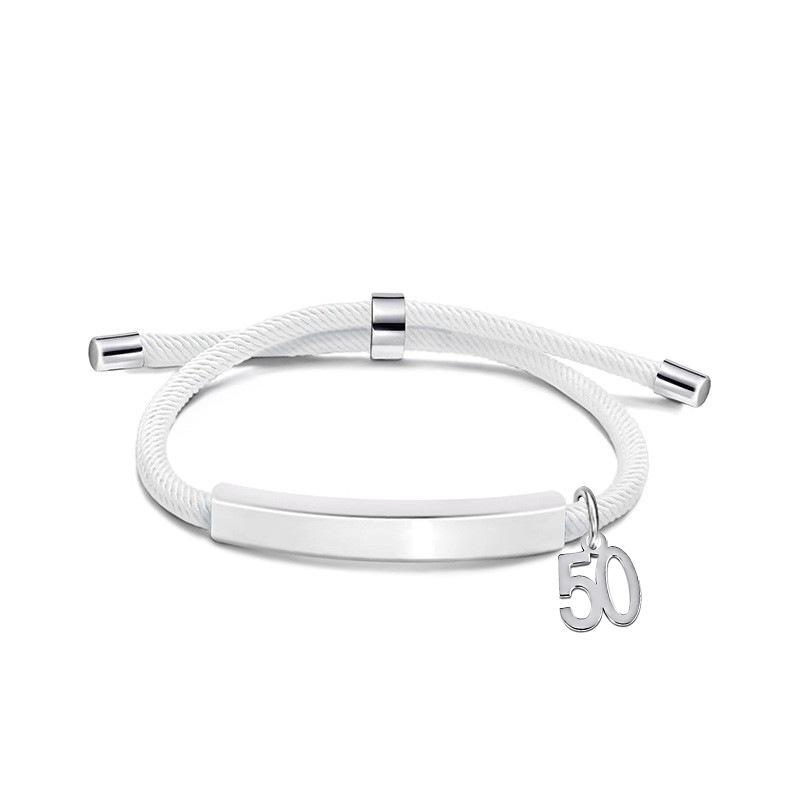 Multi-color Engravable Stainless Steel Bracelet with Number 16 Charm