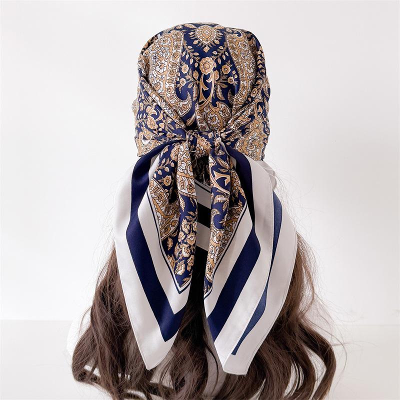 90cm Brand Square Scarf Women Fashion Paisley Twill Silk Scarf Shawl Hijab Lady Luxury Bandana Foulard Neckerchief Head Scarf
