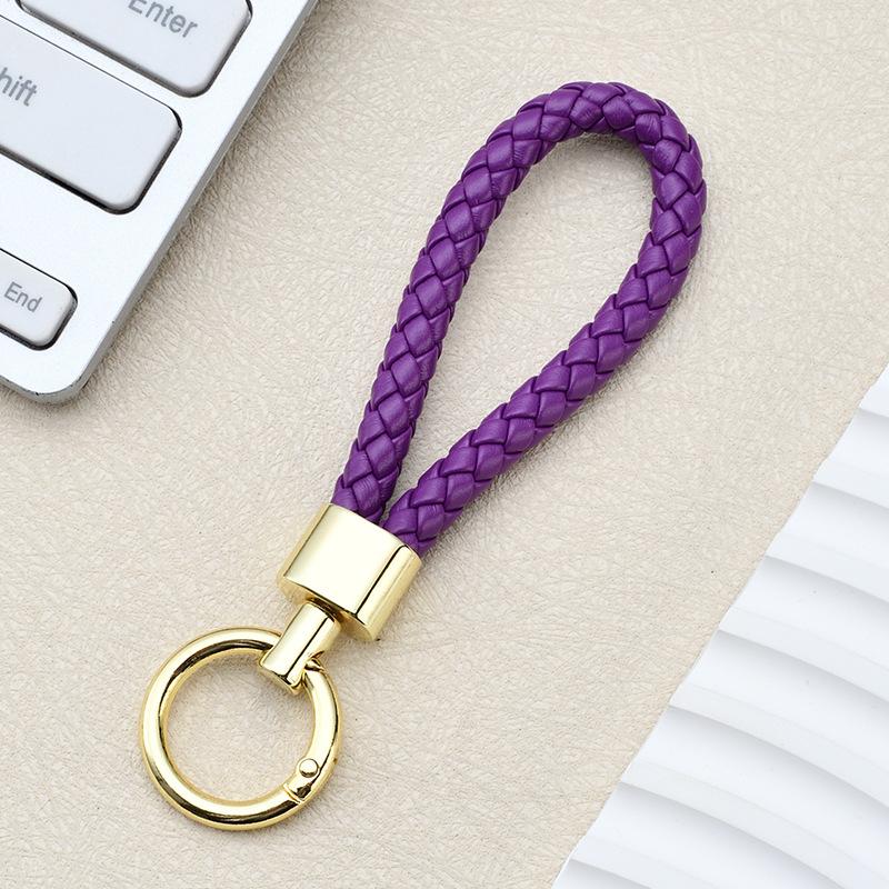 High Quality PU Braided Rope Car Keychain Simple Water Cup Pendant School Bag Keychain Motorcycle Key Ring Ring
