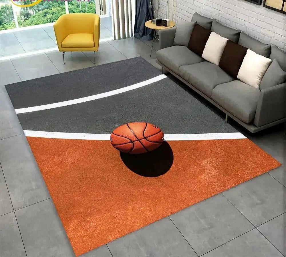 

Basketball Court Pattern Flannel Carpet - Indoor Cartoon Basketball Court Mats Bedroom Decorative Non-Slip Mats 80*160cm