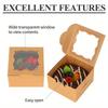 10pcs Khaki Clear Window Bakery Boxes Individual Cupcake Boxes Cookie Boxes Gift Box Gift Packing Box for Cookies Donuts Macaroon Mini Cake Boxes