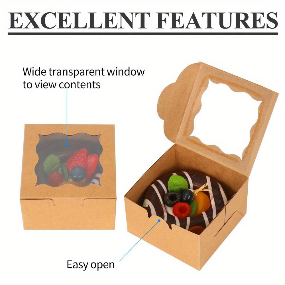 10pcs Khaki Clear Window Bakery Boxes Individual Cupcake Boxes Cookie Boxes Gift Box Gift Packing Box for Cookies Donuts Macaroon Mini Cake Boxes