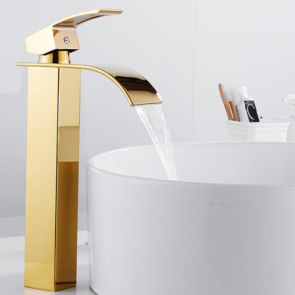 New Basin Faucets Gold Brass Faucet Square Bathroom Sink Faucet Single Handle Deck Mounted Toilet Hot And Cold Mixer Water Tap