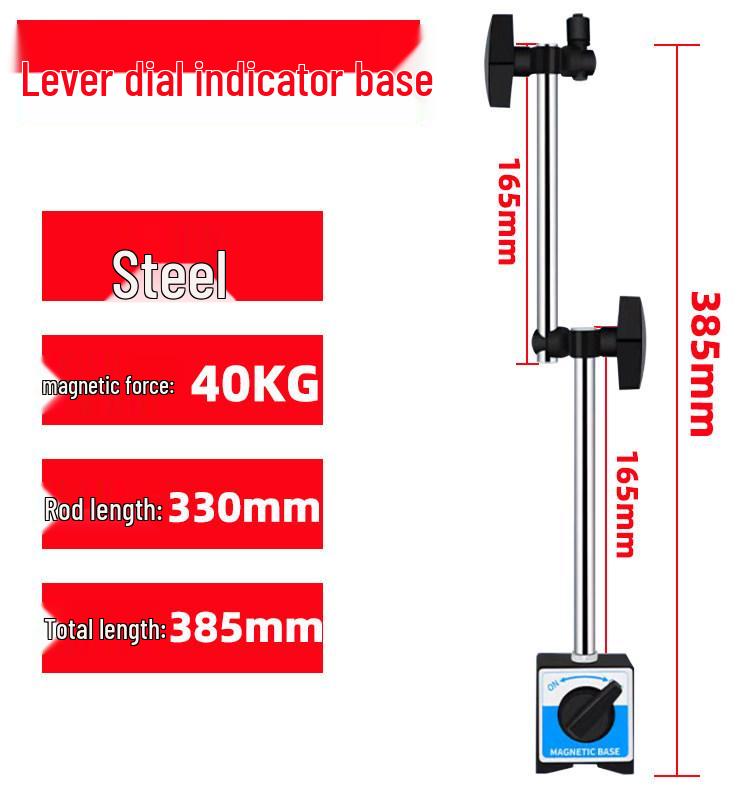 Hydraulic Magnetic Dial Indicator Stand with Extended Base for Mechanical and Lever Indicators