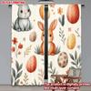 Set Of 2 Easter Bunny Painted Eggs Curtains Printing Spring Theme Design Pastel Color Animal Floral Pattern Living Room Curtain Polyester Perfect For