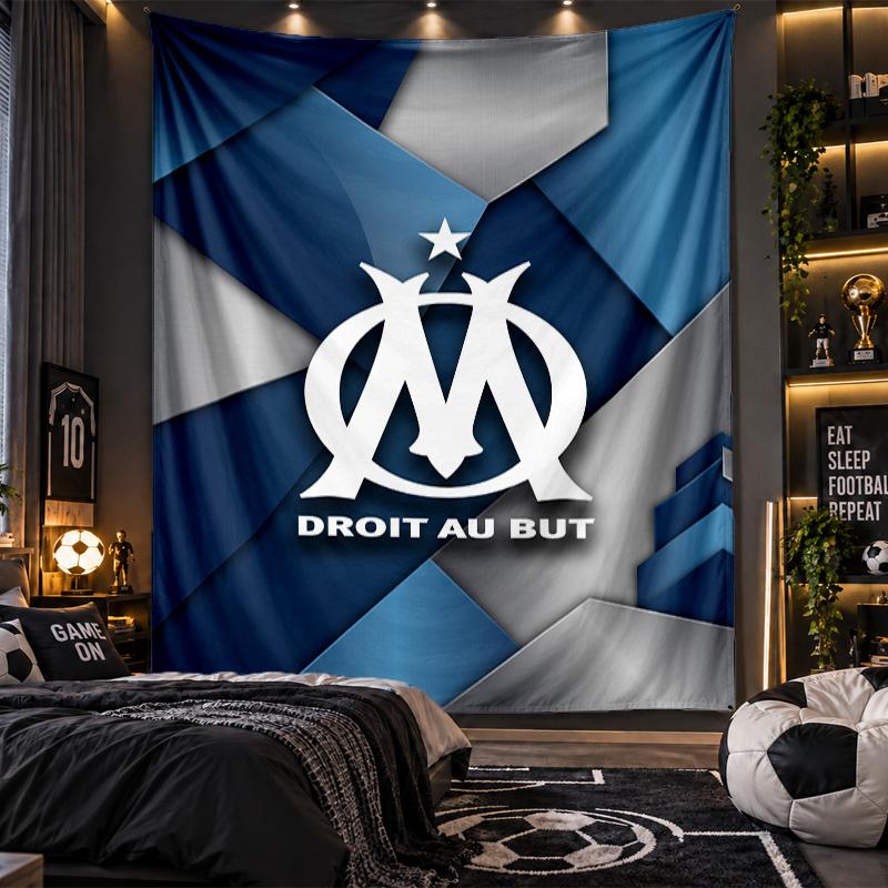 Wall Hanging Tapestry Olympique Lyonnais FC Print Cloth for Living Room Bedroom Home Decor