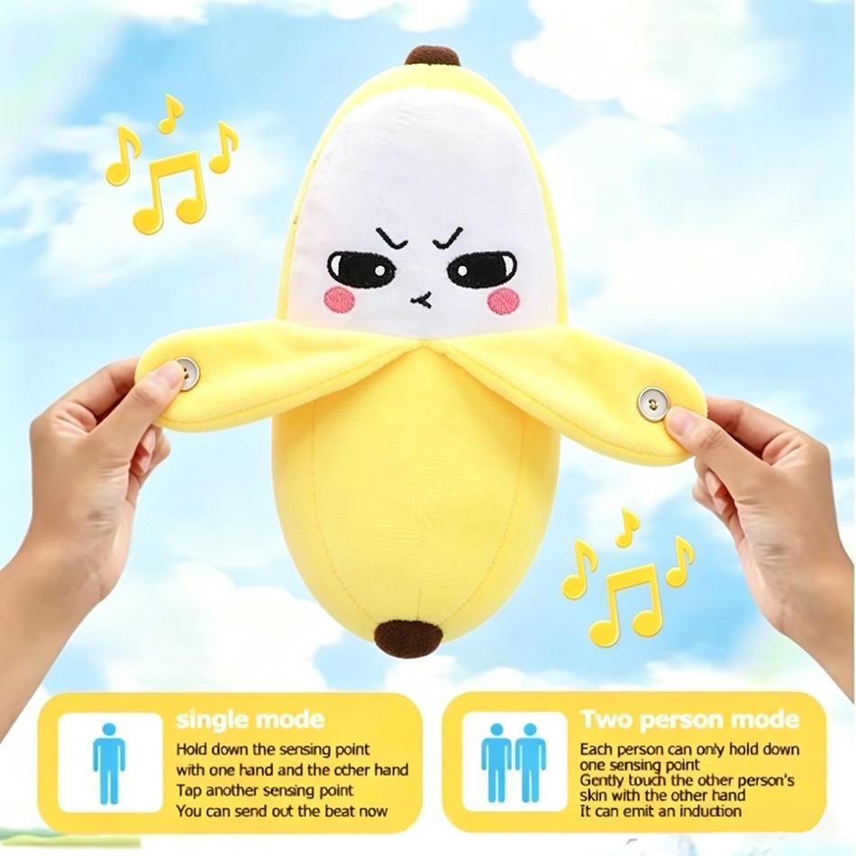 Banana Baby Beat Sensing Creative Fruit Novelty Parent-Child Musical Interactive Piano Toy Plush Doll Christmas Gifts