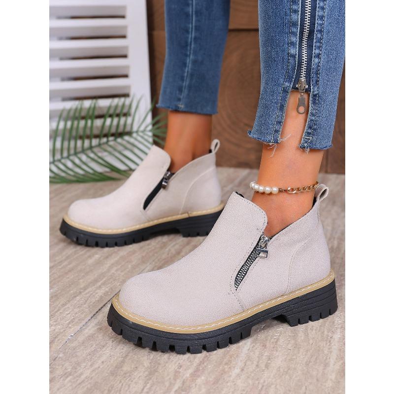 Women's Plus Size Side Zipper High Top Ankle Boots New Autumn Winter Fashion Casual Shoes