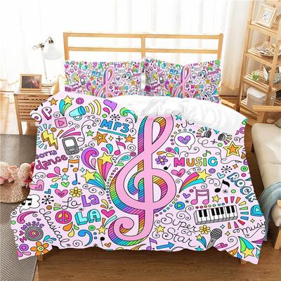 Music Bedding Set Twin Queen Musical Notes Duvet Cover For Kids Teens Girls Boys Bedroom Decor Piano Keyboard Comforter Cover