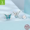 S925 Sterlingsilber Blaue Schmetterling Kleine Ohrstecker Damen Traum Kleine Frische Insekten Ohrstecker