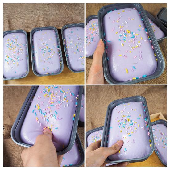 Weiches langsam aufsteigendes Kuchen-Quetschspielzeug Realistisches Taro-Creme-Dessert Fidget zur Stressbewältigung Tragbares Dekompressions-Gadget für Kinder Erwachsene Sensorisches Spielzeug