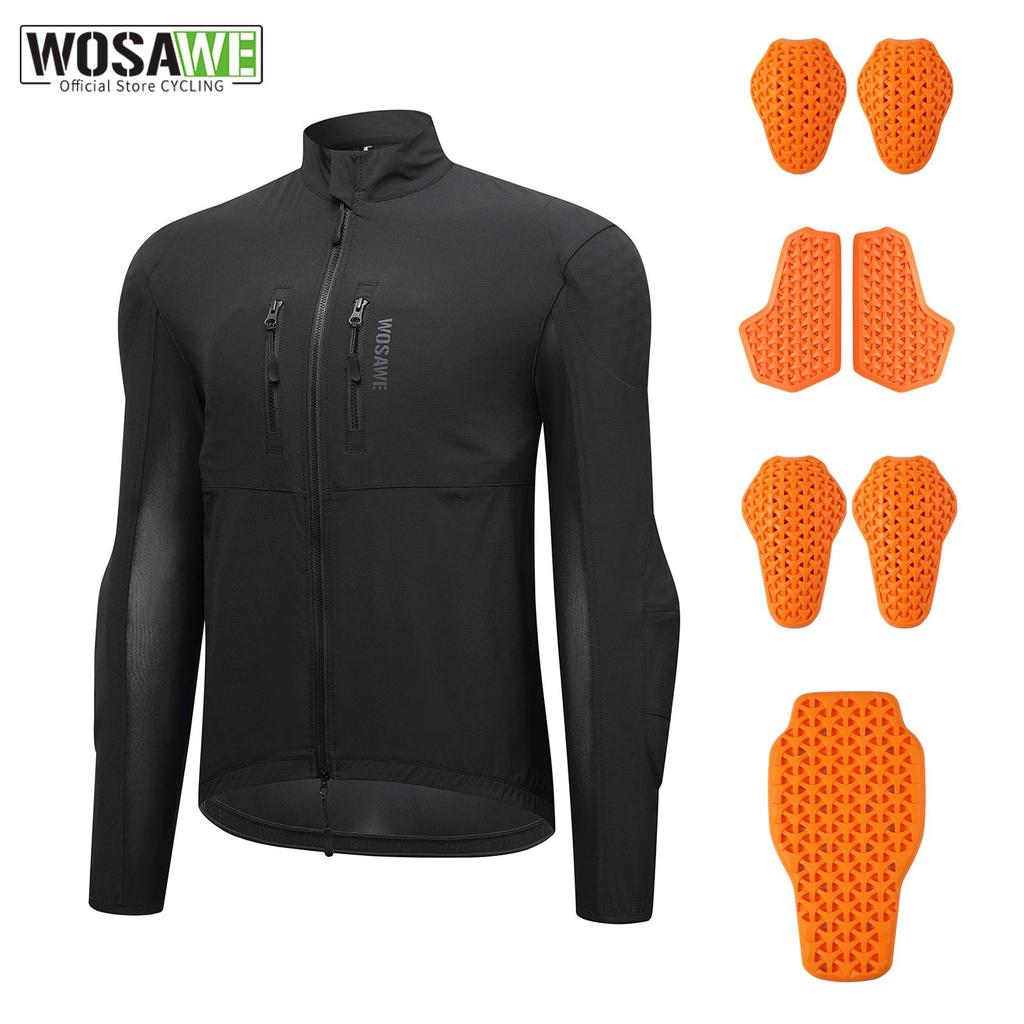 Wosawe Męska Odzież Motocyklowa z Certyfikatem CE Ochraniacze Klatki Piersiowej Ochraniacze Pleców Ochraniacze Ramion i Łokci Zdejmowane Miękkie Ochraniacze Kurtka Motocyklowa