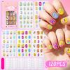 120Pcs Children's Press on Nails Kids Cartoon Acrylic Fake Nails Tips Kawaii Girl Full Cover Short False Nails With Jelly Glue#@