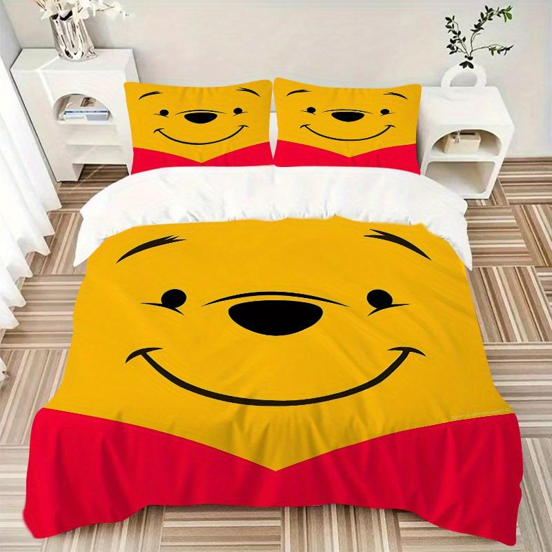 3pcs Set Pooh1pc of Quilt Cover+2pcs of Pillowcase, No Core, Print Bedding, All Seasons Bedroom Setting092