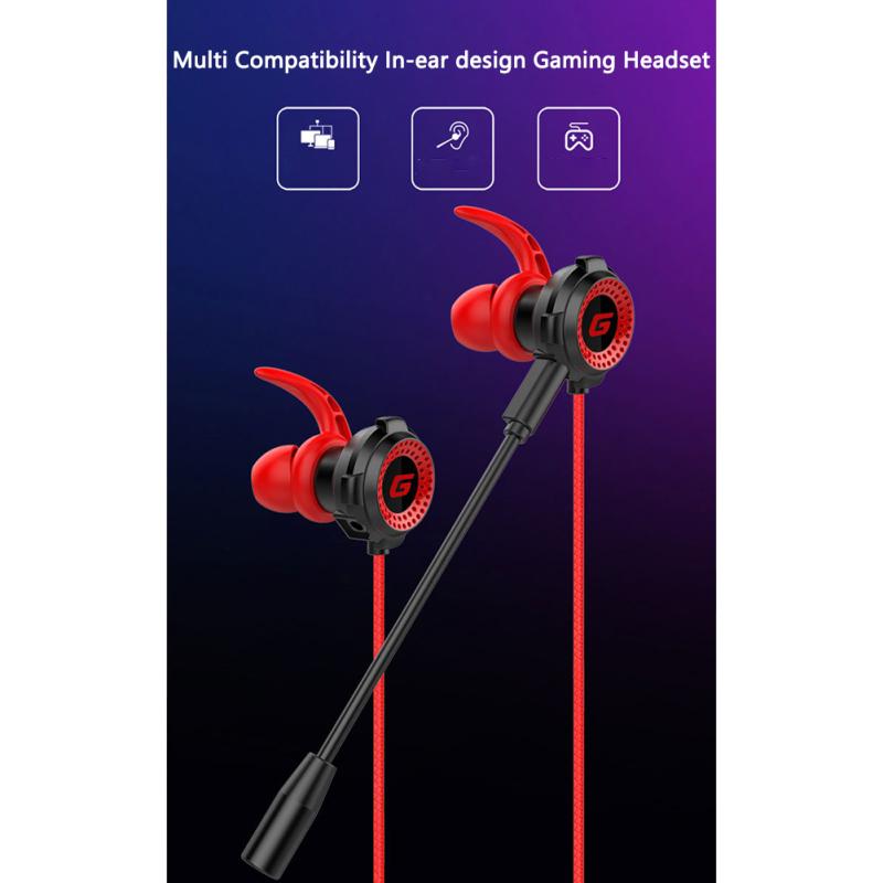 Wired Gaming Headset With Pluggable Microphone 3.5mm Portable Stereo In-ear Headphones Compatible