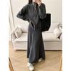 European and American Loose Knit Zip-up Sweater Skirt sets Knited Sweater and Skirt Set