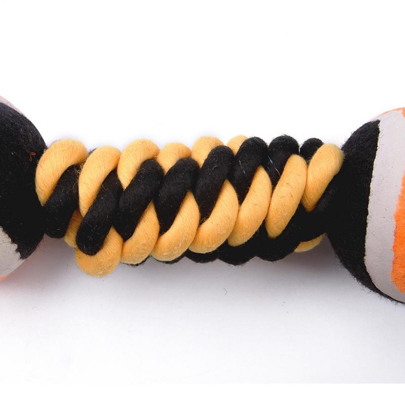 Dog Rope Toys Bite-Resistant Puppy Teething Toys With Double Tennis Balls Heavy Duty Cotton Rope Portable Pet Accessories For