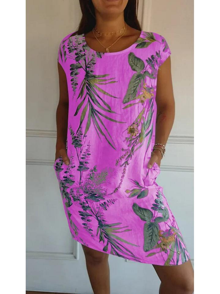 2026 Women’s Summer Cotton & Linen Printed Skirt with Pockets – European & American Style