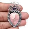 Rhodochrosite Amethyst Gemstone Mother's Day Silver Jewelry Pendant  2"