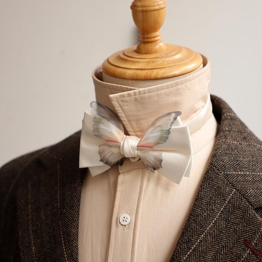 Adjustable Men Necktie Solid Color Bridegroom Groomsman Cravat Fashion Butterfly Bow Tie  Shirt