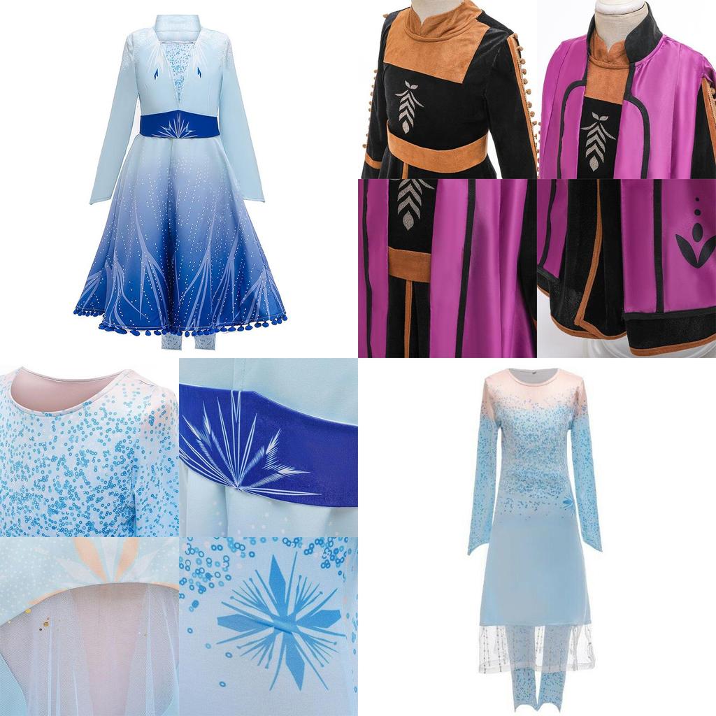 Frozen 2 Elsa Snow Queen Anna Kids Cosplay Costume Elegant Princess Dress For Girls