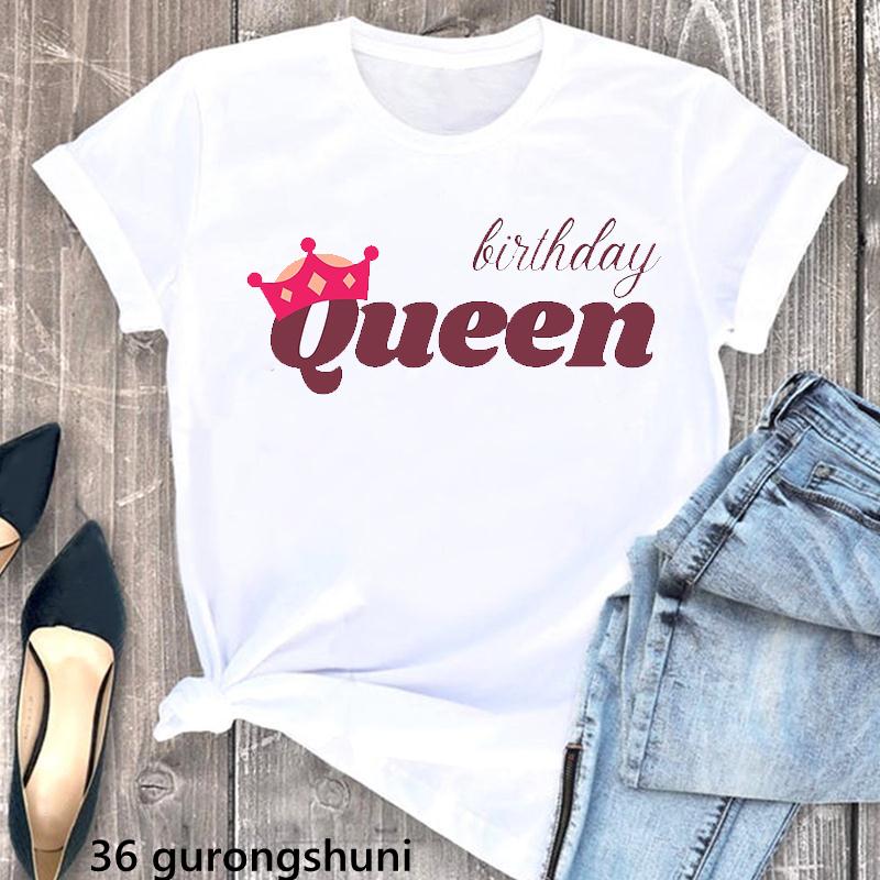 Golden Queen Are Born In July Letter Print Tshirt Unisex Birthday Gift T Shirt Femme High Shoe Tshirt Female Harajuku Shirt
