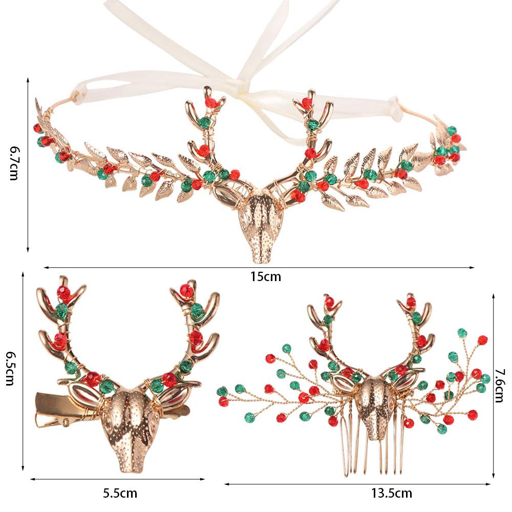 Hair Comb Hairpin Set Crystal Antlers Hairband Vintage Christmas Headband Merry Christmas