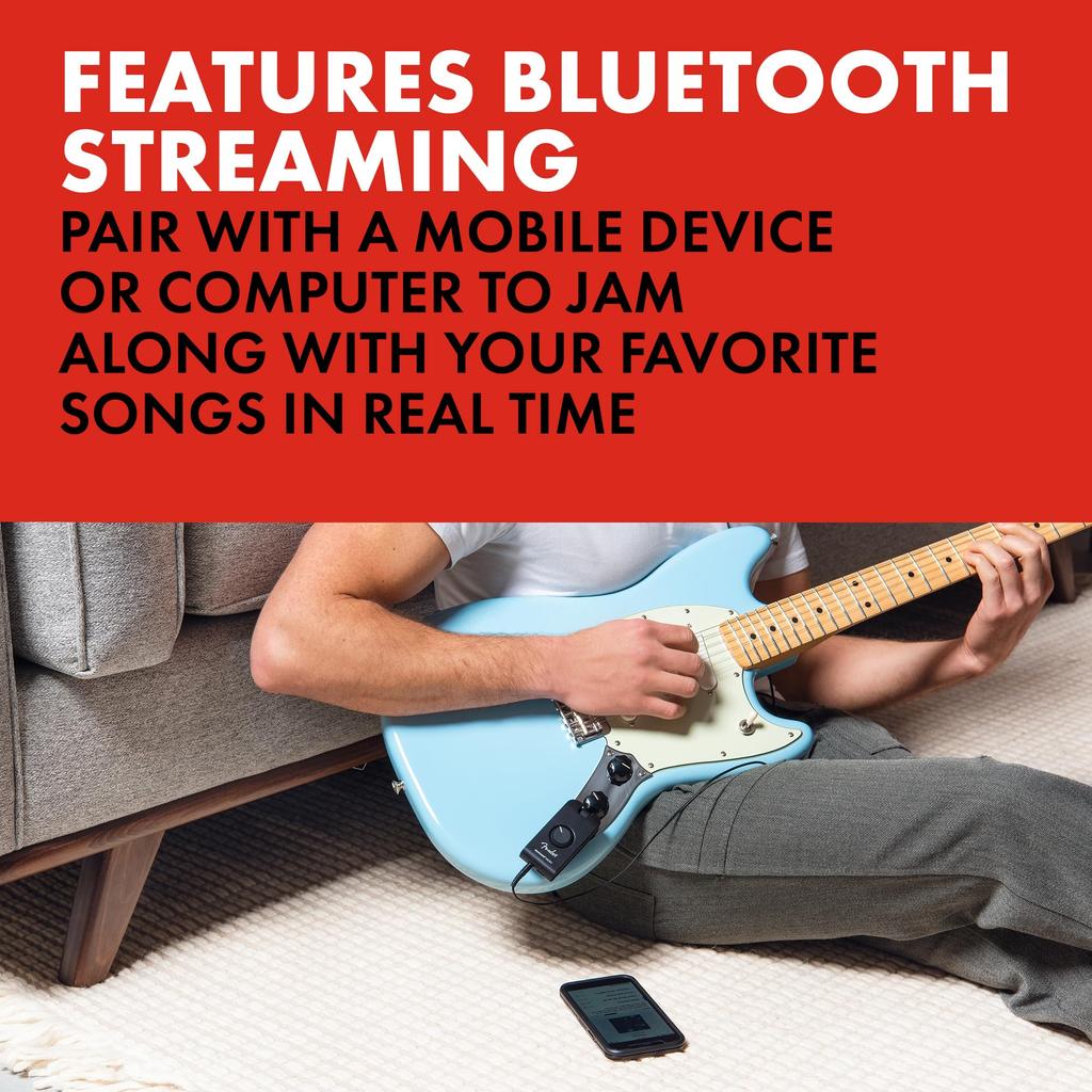 Fender MICRO Guitar Bass Headphone Black MUSTANG™ & Amplifier,