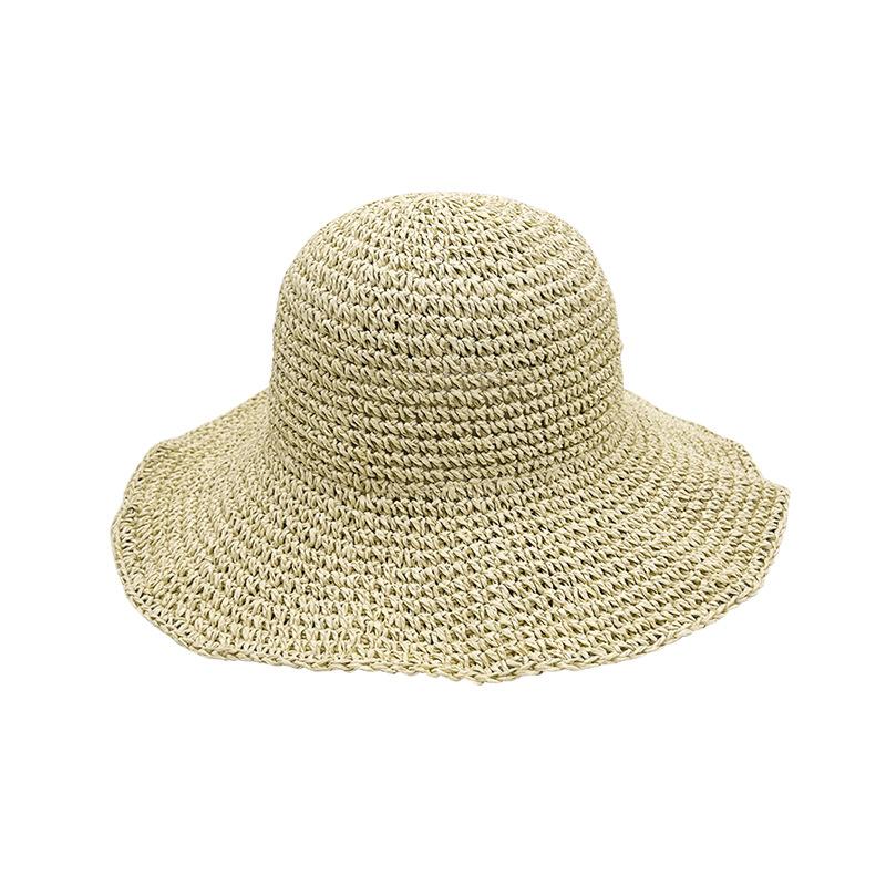New Foldable Straw Hat Sun Protection Hollow Sun Protection Large Edge Beach Hat Women's Summer Straw Woven Sun Hat